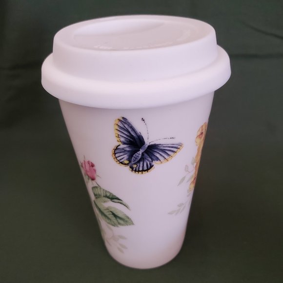 Lenox🦋 BUTTERFLY MEADOW 10 oz Thermal Travel Coffee Mug W/ Silicone Lid New - Picture 8 of 11